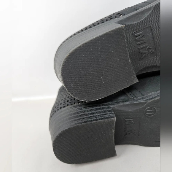 Mia Kid's Girl's Ankle Booties Sz 11M Black Faux Leather Zip Perforated Cutout - Picture 7 of 9